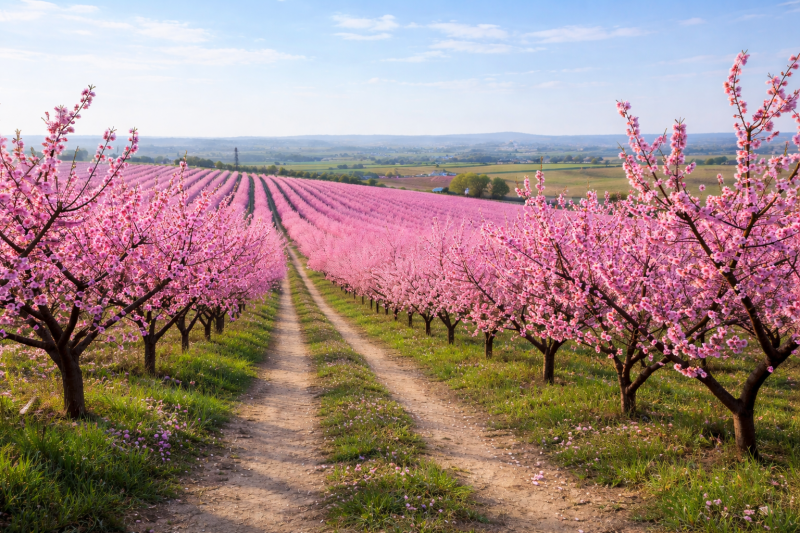 melocotoneros en flor en fraga